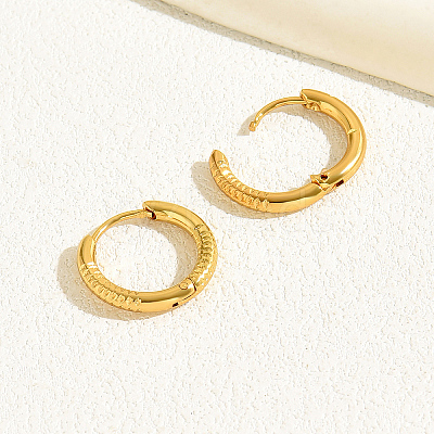 Fashionable Casual Round 201 Stainless Steel Hoop Earrings TL6753-1