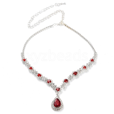 Teardrop Alloy Rhinestone Necklaces & Stud Earring Sets for Women SJEW-U001-01P-03-1