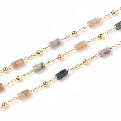 Natural Moss Agate Handmade Beaded Chains CHC-K008-C01-1