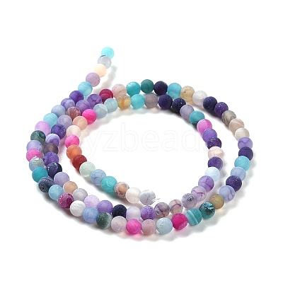 Natural Weathered Agate Beads Strands G-G589-4mm-17-1