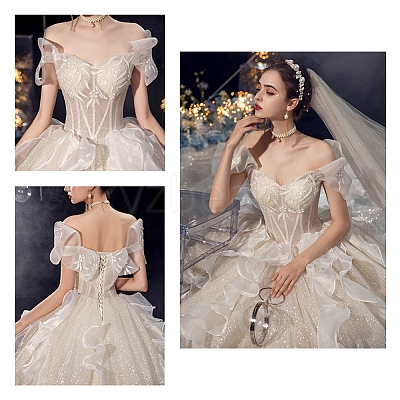 Polyester & Plastic Boning Sewing Wedding Dress Fabric OCOR-WH0052-26-1