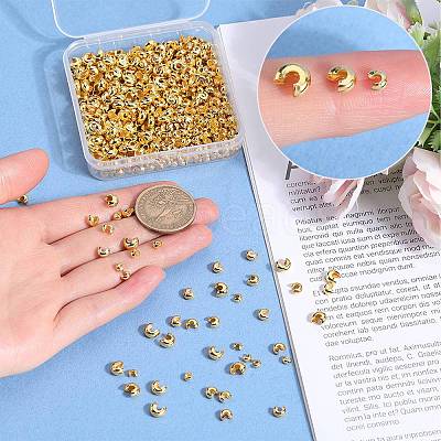 600Pcs 3 Styles Brass Crimp Beads Covers KK-SP0001-91B-1