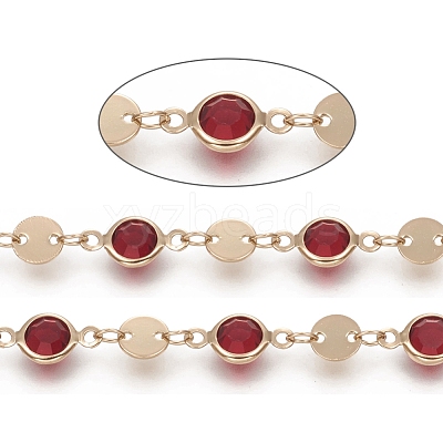 Handmade Flat Round Glass Beaded Chains CHC-G008-04LG-02-1