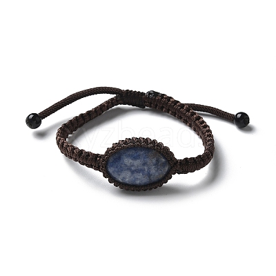 Adjustable Oval Natural Gemstone Braided Bead Bracelets BJEW-H626-02-1