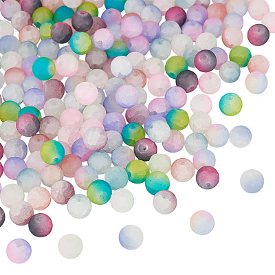 200Pcs 10 Colors Crackle Glass Beads Strands GLAA-TA0003-31B-1