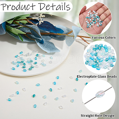 3Strands Electroplated Glass Beads Strands EGLA-SC0001-72-1