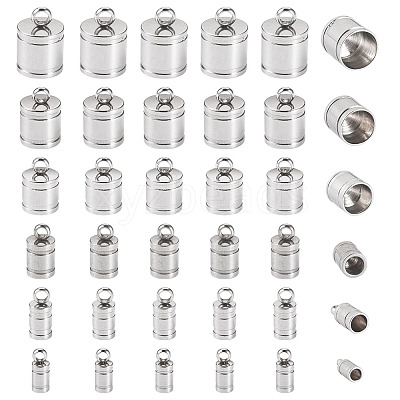60Pc 6 Styles 201 Stainless Steel Cord Ends STAS-TA0002-98-1