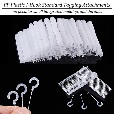 1500Pcs 3 Styles PP Plastic J-Hook Standard Tagging Attachments FIND-NB0002-92-1