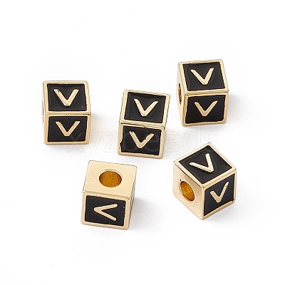 Rack Plating Brass Enamel Beads KK-B060-04G-01V-1