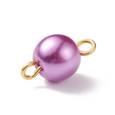 Glass Imitation Pearl Connector Charms PALLOY-JF01881-02-1