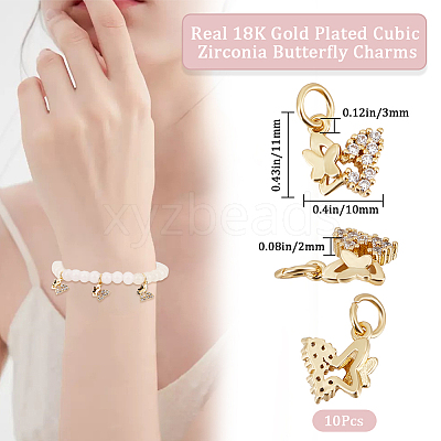 10Pcs Brass Micro Pave Cubic Zirconia Charms FIND-BBC0002-85-1