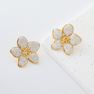 304 Stainless Steel Enamel Stud Earrings for Women IM9765-1