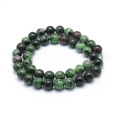 Natural Ruby in Zoisite Round Beads Strands G-P331-02-10mm-1