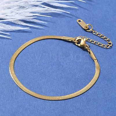 304 Stainless Steel Snake Chain Bracelets for Women Men STAS-S157-36B-G-1