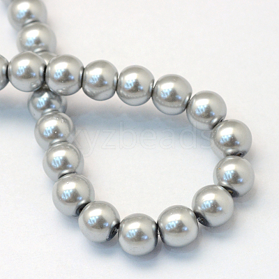Baking Paint Pearlized Glass Pearl Round Bead Strands HY-Q003-10mm-34-1