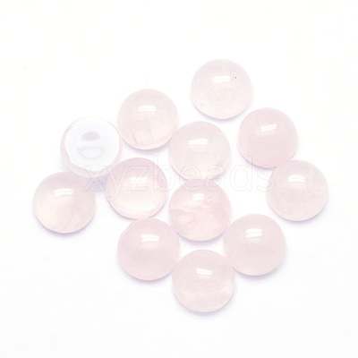 Natural Rose Quartz Cabochons X-G-P393-R20-6mm-1