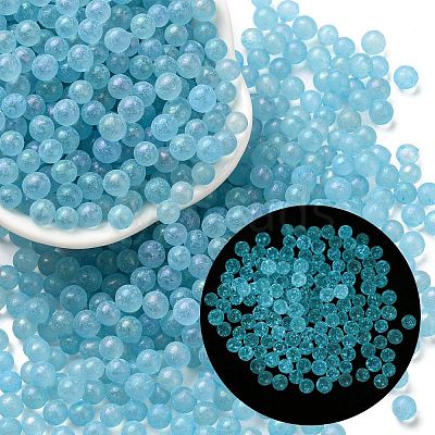 Luminous Glow in the Dark Transparent Glass Round Beads GLAA-F124-B07-1