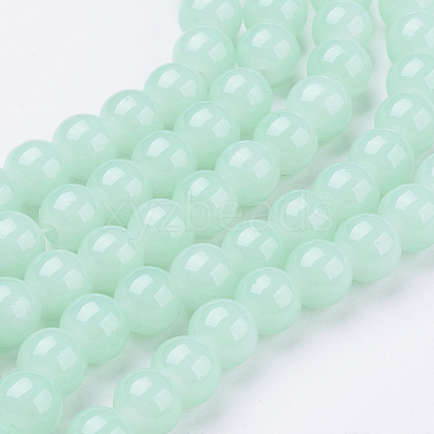 Imitation Jade Glass Beads Strands X-DGLA-S076-8mm-20-1