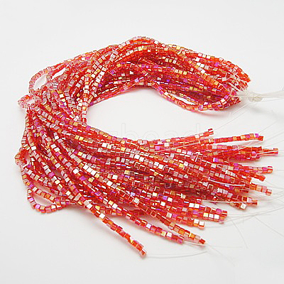 Electroplate Glass Beads Strands EGLA-D018-8x8mm-27-1