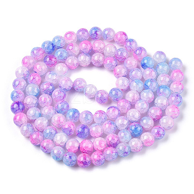 Baking Paint Crackle Glass Bead Strands DGLA-Q023-8mm-YS55-1