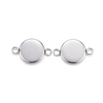 Tarnish Resistant 304 Stainless Steel Cabochon Connector Settings STAS-G127-14-8mm-P-1