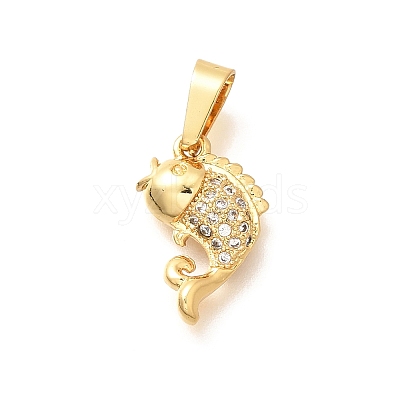 Brass Micro Pave Clear Cubic Zirconia Pendants KK-Q040-07A-G-1