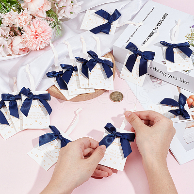 30Pcs Polyester Bowknot & Paper Card Pendant Decoration HJEW-OC00028-03-1