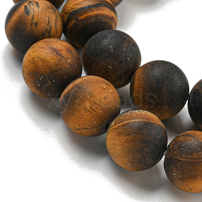 Frosted Natural Tiger Eye Beads Strands G-Q177-A01-01-1