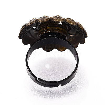 Adjustable Flower Alloy & Iron Bezel Cup Ring Base with Rotatable Tray MAK-T012-06B-1
