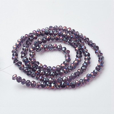 Electroplate Glass Beads Strands X-EGLA-F124-FR-B08-1