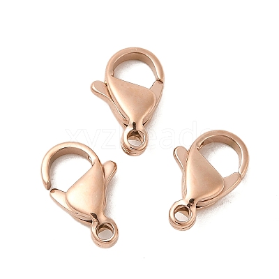 Ion Plating(IP) 304 Stainless Steel Lobster Claw Clasps Hand Polished STAS-AB12-RG-1