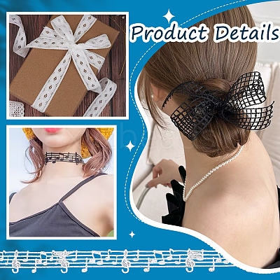 10 Yards Musical Note Double Face Note Polyester Ribbons Accessories SRIB-PH0001-67-1
