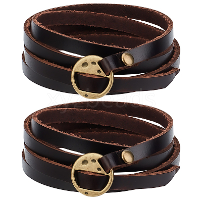 2Pcs Cowhide Wrap Bracelets BJEW-GF0001-35A-1