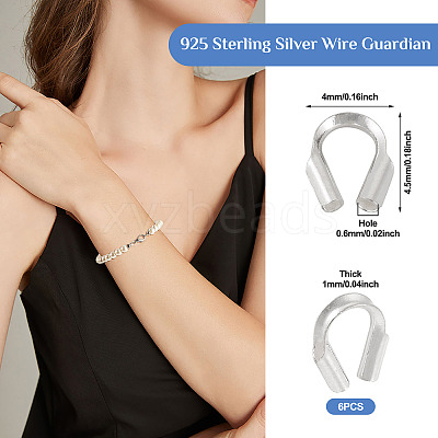 6Pcs 925 Sterling Silver Wire Guardian STER-TA0001-45S-1