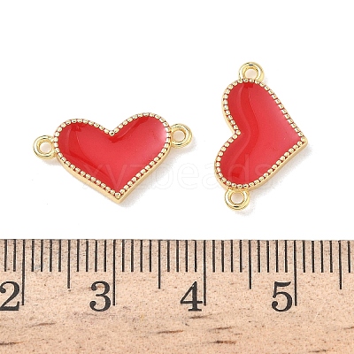 Brass Enamel Heart Links Connector Charms KK-L256-48A-G-1