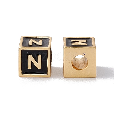 Rack Plating Brass Enamel Beads KK-B060-04G-01N-1