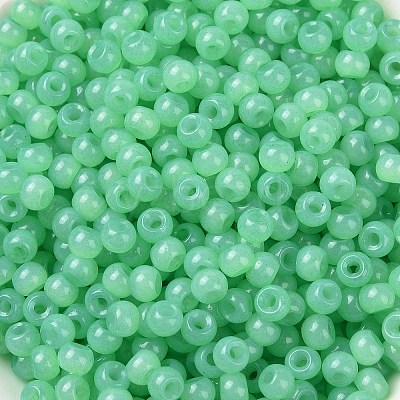 6/0 Imitation Jade Glass Seed Beads SEED-T006-04A-10-1
