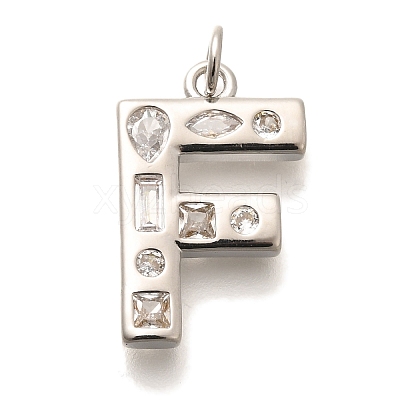 Brass Micro Pave Clear Cubic Zirconia Pendants KK-G521-01P-F-1