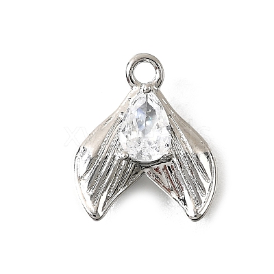 Brass Pave Clear Cubic Zirconia Charms KK-C096-14D-P-1