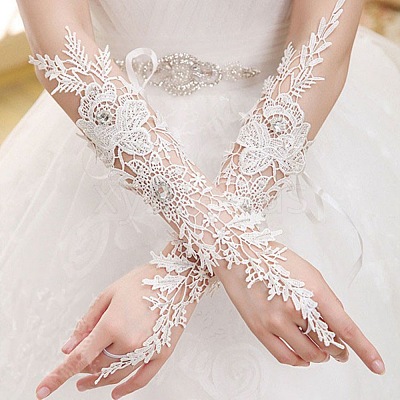 Flower Parttern Lace Gloves HUDU-PW0001-077-1