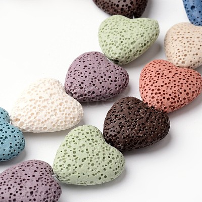 Dyed Natural Lava Rock Bead Strands G-L435-08-1