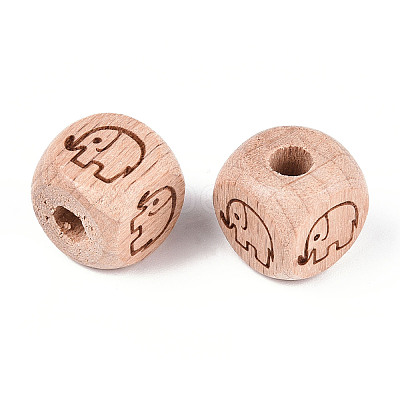Engraved Beech Wood Beads WOOD-N015-08D-1