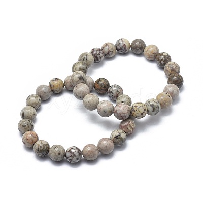 Natural Maifanite/Maifan Stone Bead Stretch Bracelets X-BJEW-K212-B-044-1