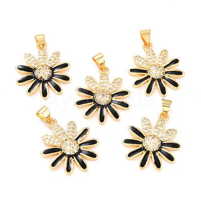 Real 18K Gold Plated Brass Micro Pave Cubic Zirconia Pendants ZIRC-L100-087G-1