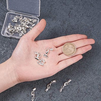 Rack Plating Brass Lobster Claw Clasps with Clip Ends KK-PH0035-33S-1