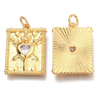 Brass Micro Pave Clear Cubic Zirconia Pendants ZIRC-O036-53G-1