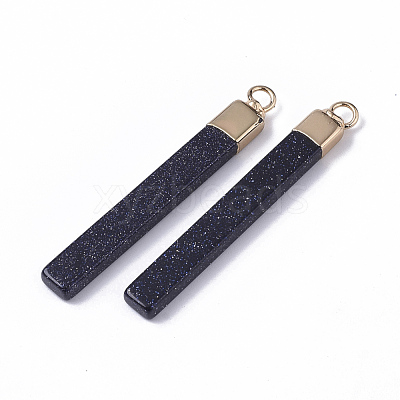 Top Golden Plated Synthetic Blue Goldstone Pendants G-S359-028B-1