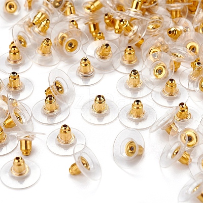 100 Pairs Brass Bullet Clutch Earring Backs KK-YW0001-32-1