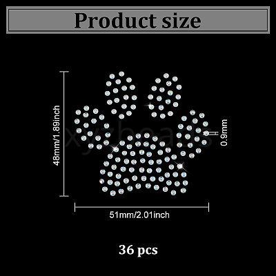 Paw Print Hotfix Glass Rhinestone DIY-WH0453-71B-01-1