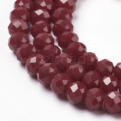 Faceted Solid Color Glass Rondelle Beads Strands GLAA-Q044-6mm-25-1